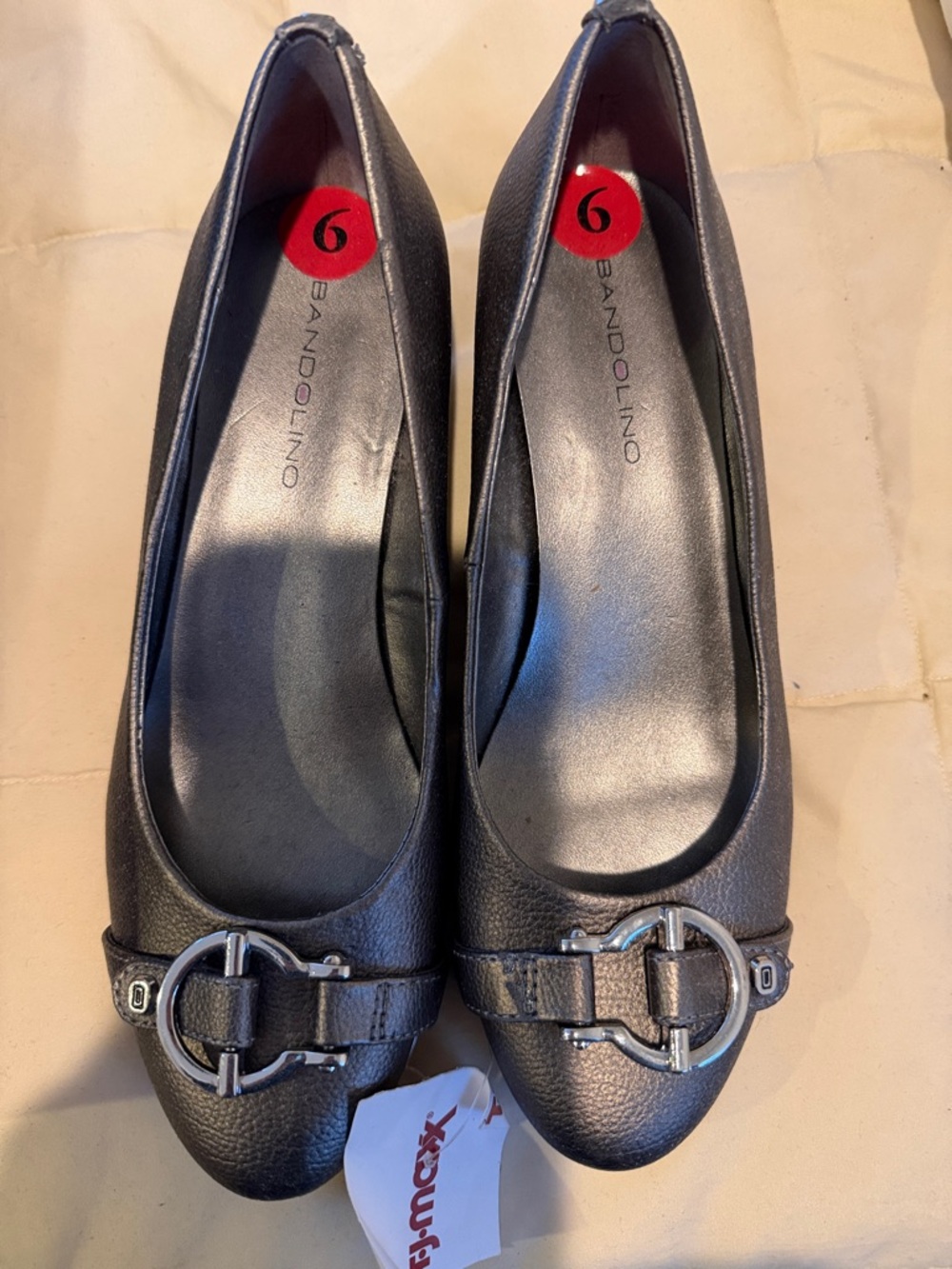 Bandolino Leather Flats with Silver Buckle Detail